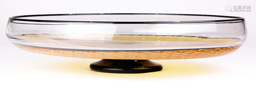 A Kenny Pieper blown glass footed centerpiece bowl