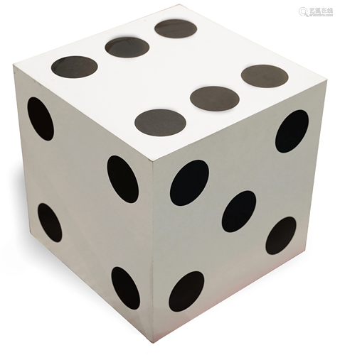 A Contemporary oversized dice cube form occasional