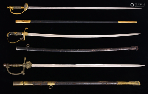 3 German swords: Imperial Railway, Fire Department and