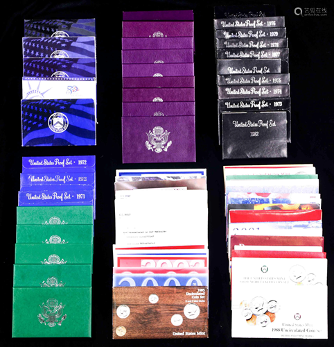 A collection of United States mint proof sets