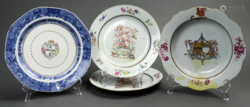 A (lot of 4) Chinese Export Armorial plates