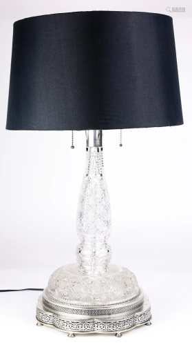 A cut crystal table lamp