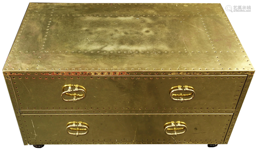 A Hollywood Regency style brass chest