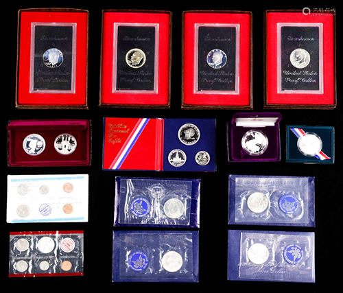 A collection of United States proof silver coin sets