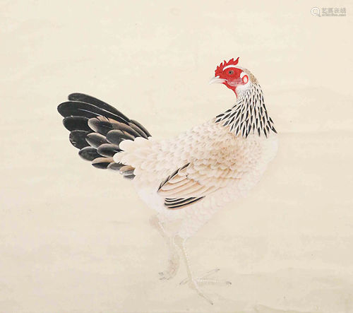 Manner of Ito Jakuchu hanging scroll of a Rooster