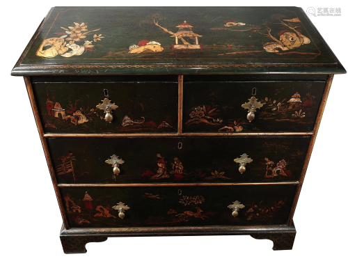 A George III style Chinoiserie decorated commode