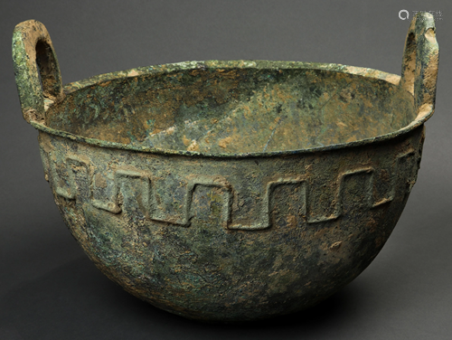 An Chinese archaistic style verdigris patinated bowl