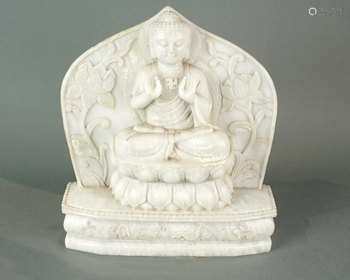 A Chinese alabaster seated buddha