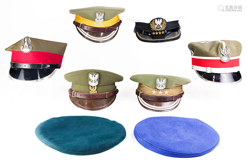 A (lot of 8) Polish military hats