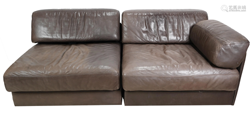 A Desede two piece brown leather sectional sofa