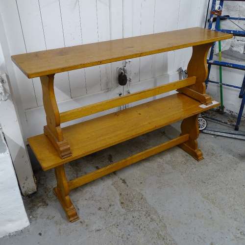 A pair of oak benches, L129cm