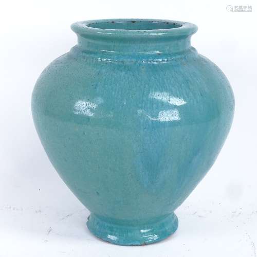 A Chinese turquoise glaze pottery baluster vase, height 20cm