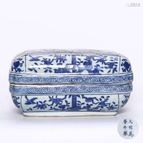 Ming Dynasty Wanli Blue and White Dragon Pattern Lid Box