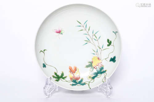 Qing Daoguang Pastel Color Folded Branch Melon Fruit Plate