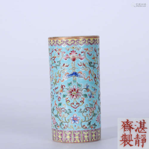 Qing Dynasty Turquoise Blue Glazed Lotus Pen Holder