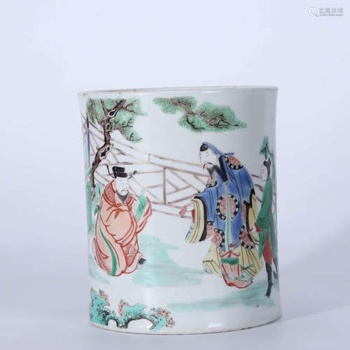 Qing colorful character pen holder