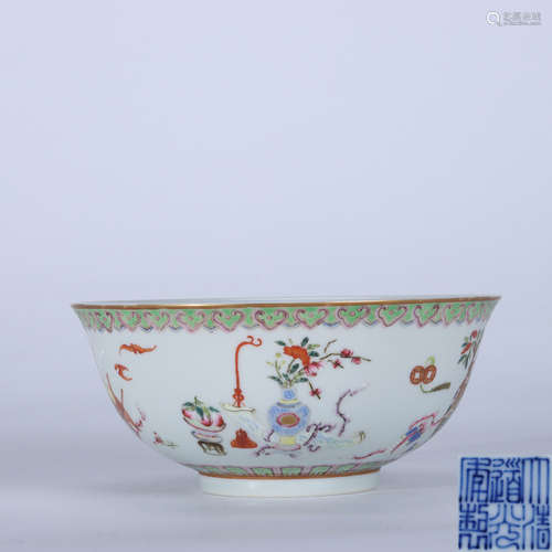 Qing Daoguang Fencai Bo Ancient Pattern Bowl