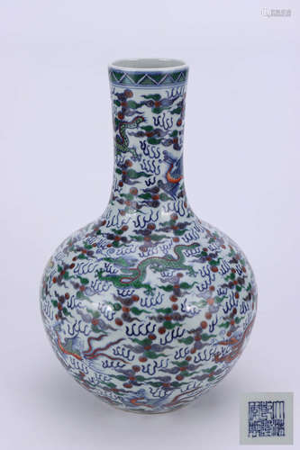 Qianlong colorful dragon celestial vase