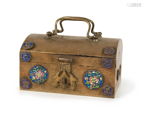 CHINESE COPPER ENAMELED CARRY BOX