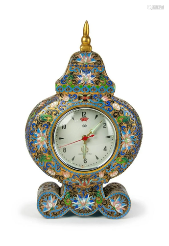 CHINESE CHAMPLEVE DECORATED CLOCK