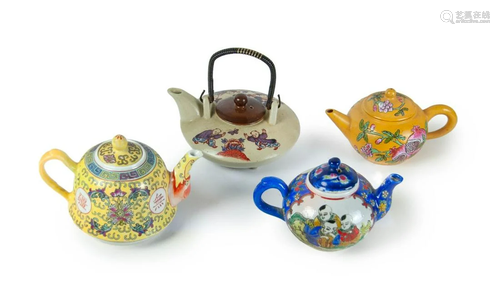 GROUP OF FOUR CHINESE PORCELAIN TEA POTS