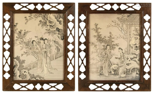 PAIR OF FRAMED CHINESE PAINTINGS