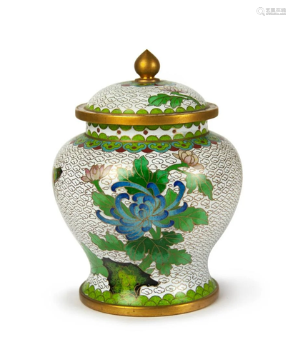 CHINESE CLOISONNE LIDDED JAR