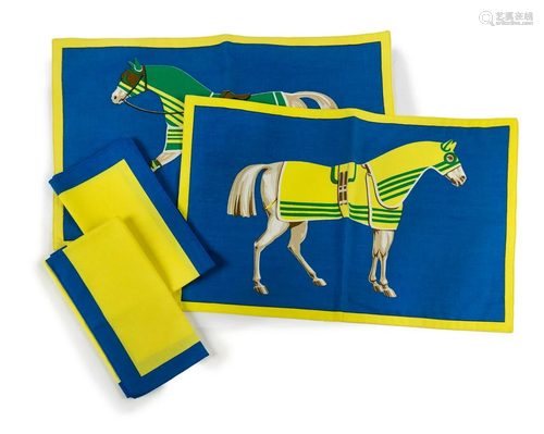 HERMES HORSE PLACEMAT AND NAPKINS