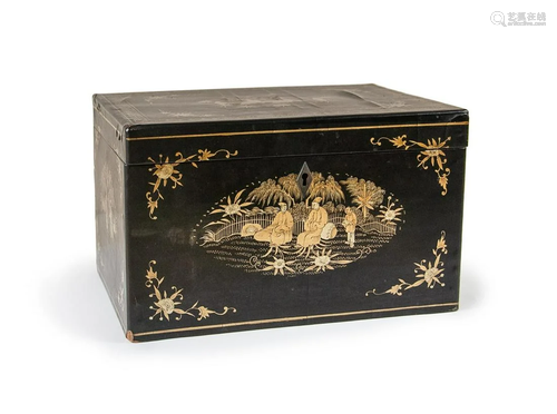 CHINESE LACQUER TEA CADDY BOX