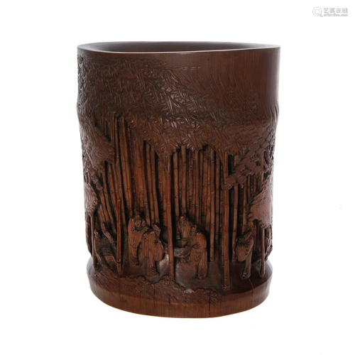 A RARE BAMBOO SAGES BRUSH POT