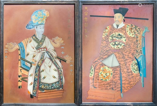 REVERSE GLASS PAINTINGS OF SONG STYLE ROYALTY