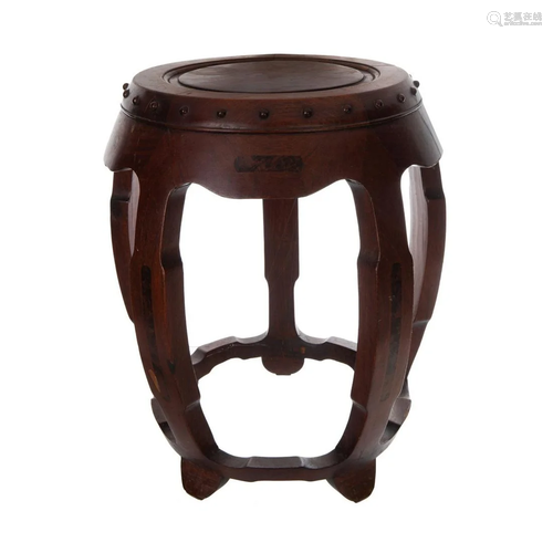 BURL WOOD TOP CHINESE STOOL