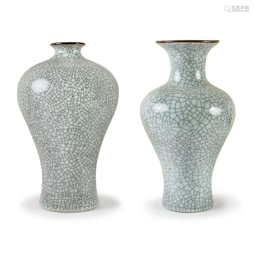 PAIR OF CHINESE CRACKLE STYLE VASES