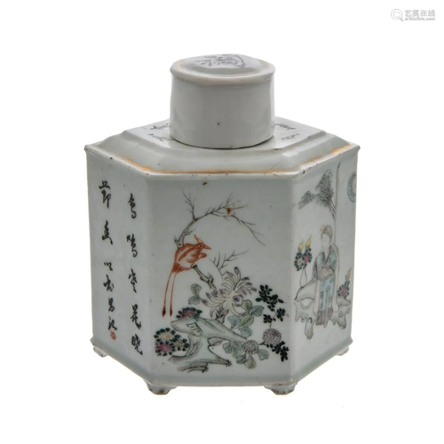 GRISALLE PATTERN PORCELAIN TEA CANISTER