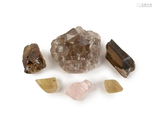 GROUP OF SIX ROUGH CRYSTAL STONES