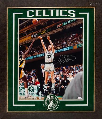 LARRY BIRD SIGNED BOSTON CELTICS JUMP SHOT PHOTO