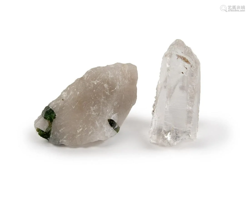 PAIR OF ROUGH CRYSTAL STONES