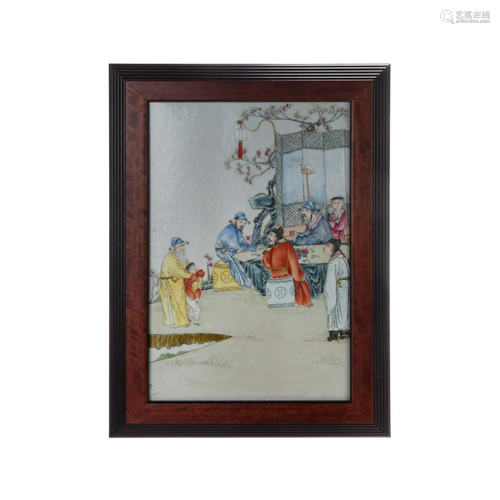 A CHINESE FAMILLE ROSE PORCELAIN PLAQUE