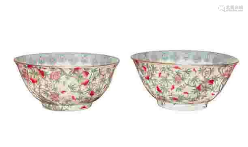 PAIR OF CHINESE LONGEVITY BASIN BOWLS