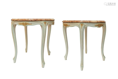 PAIR OF MARBLE TOP SIDETABLES