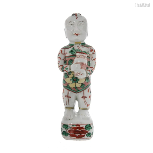 FAMILLE ROSE PORCELAIN HE HE BOY FIGURE