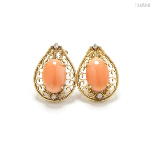 ANGEL SKIN CORAL DIAMOND EARRINGS