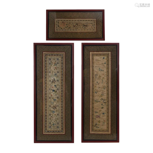 GROUP OF THREE CHINESE FRAMED EMBROIDERY