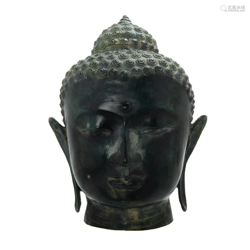 BRONZE KNOTTED HAIR BUDDHA HEAD