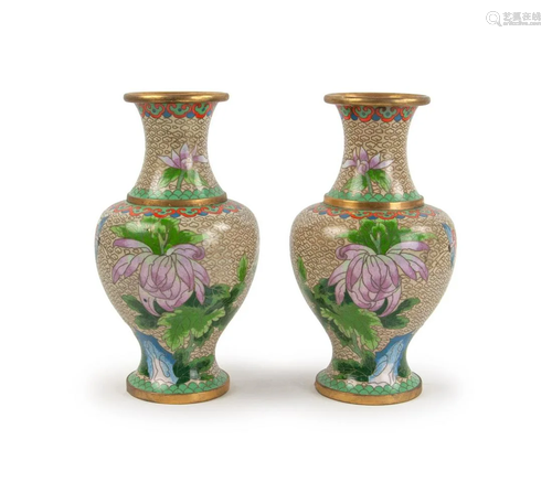 PAIR OF CHINESE CLOISONNE VASES