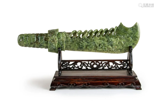 CARVED JADE NINE RINGS SWORD