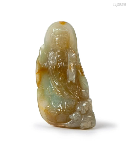 A HONEY JADE GUAN YIN TOGGLE/ PENDANT