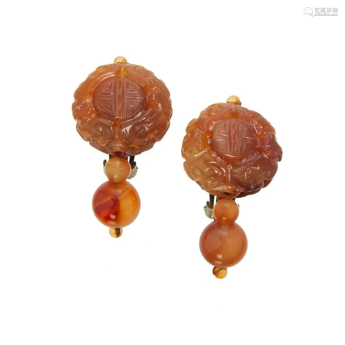 CARVED AGATE EARRINGS