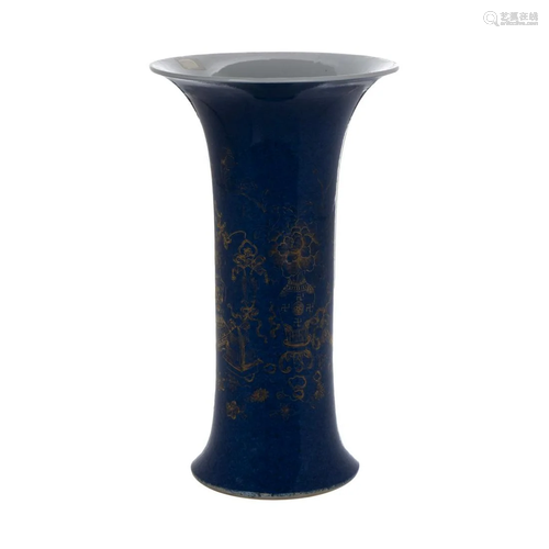 BLUE GILD SLEEVE VASE