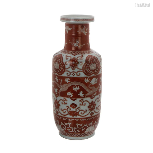 A CHINESE IRON RED VASE